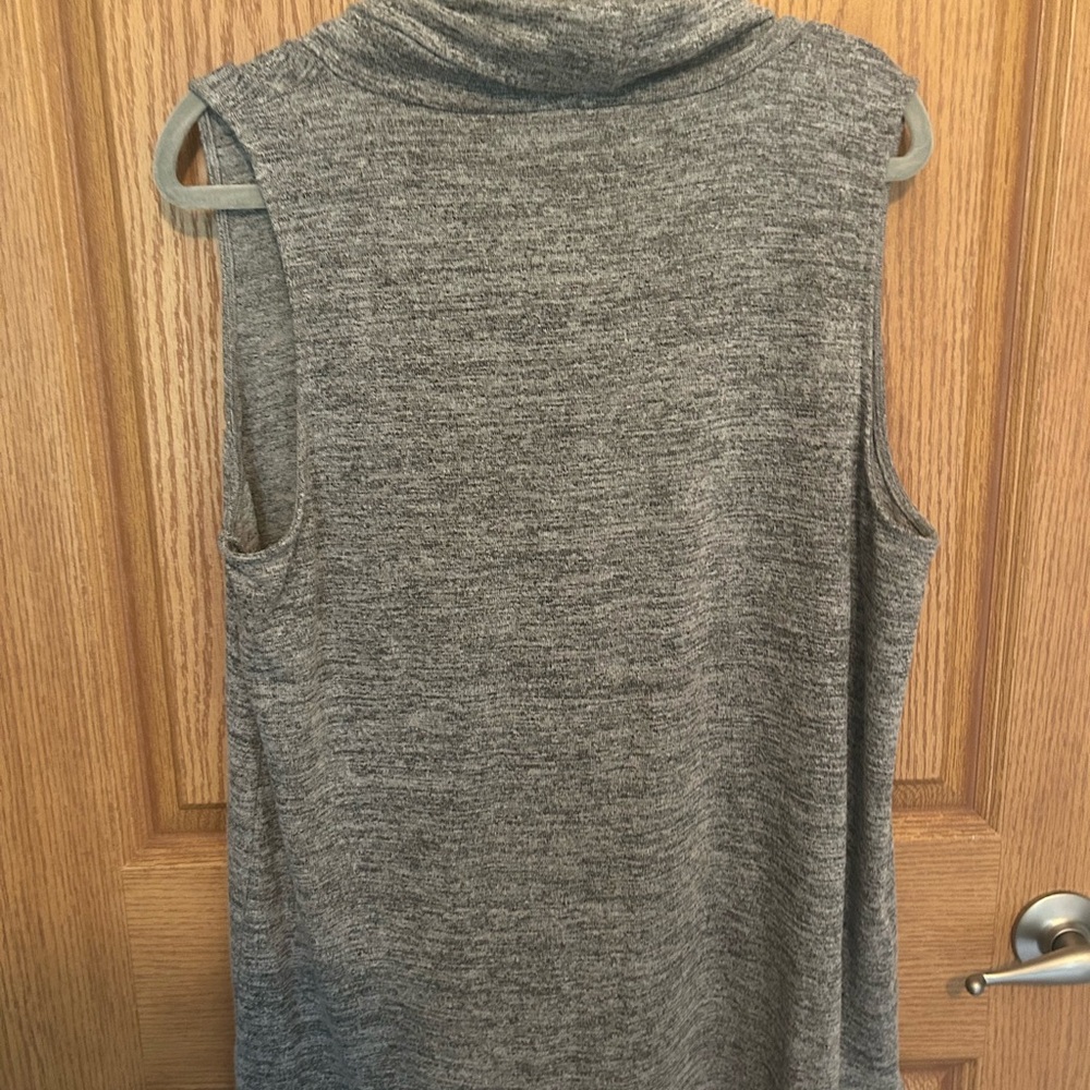 LOFT Heather Gray/Black Sleeveless Cowl Neck Top - Picture 2 of 4
